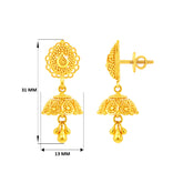 22K Gold Baby Jhumka Mango Design Earrings